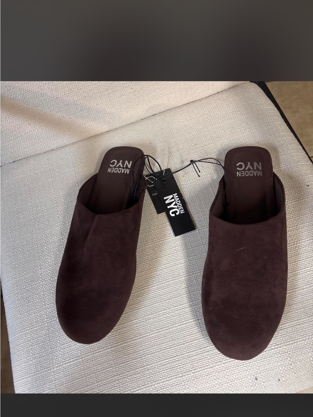 Madden NYC Women’s Dark Brown Suede Slip-On Mules